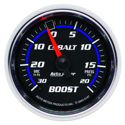 GAUGE, VAC/BOOST, 2 1/16in, 30INHG-20PSI, MECHANICAL, COBALT