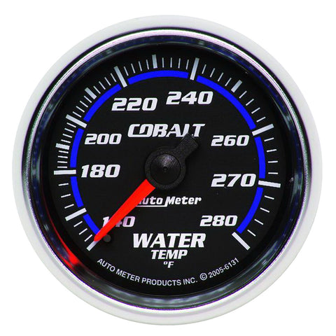 GAUGE, WATER TEMP, 2 1/16in, 140-280?F, MECHANICAL, COBALT