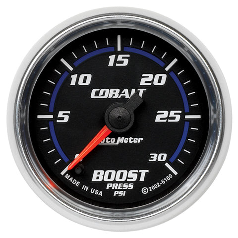 GAUGE, BOOST, 2 1/16in, 30PSI, DIGITAL STEPPER MOTOR, COBALT