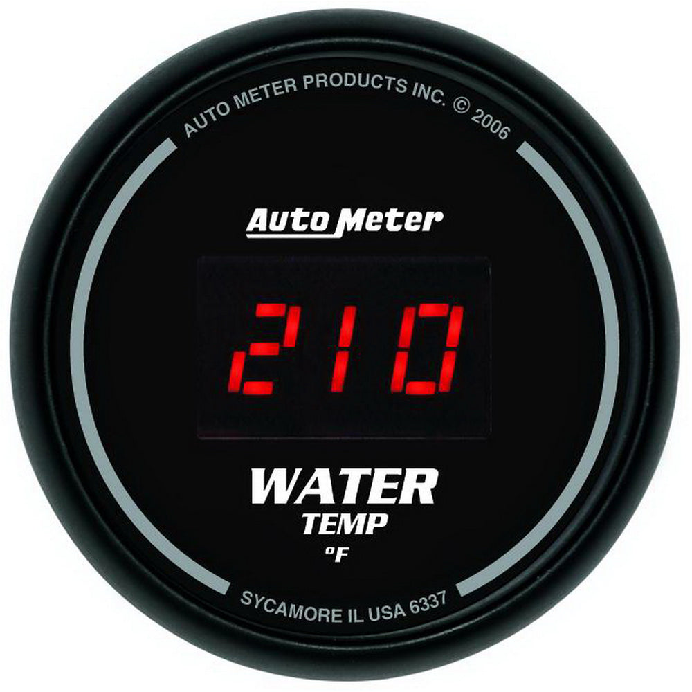 GAUGE, WATER TEMP, 2 1/16in, 340?F, DIGITAL, BLACK DIAL W/ RED LED