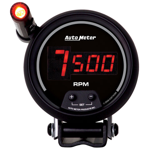 GAUGE, TACH, 3 3/4in, 10K RPM, PEDESTAL W/ QUICK-LITE,  DIGITAL, BLK W/ RED LED