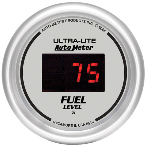 GAUGE, FUEL LEVEL, 2 1/16in, 0-280O PROGRAM., DIGITAL, SILVER DIAL W/ RED LED