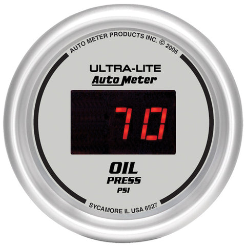 GAUGE, OIL PRESSURE, 2 1/16in, 100PSI, DIGITAL, SILVER DIAL W/ RED LED