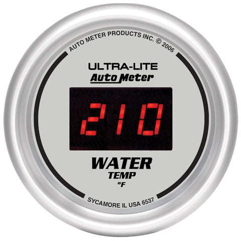 GAUGE, WATER TEMP, 2 1/16in, 340?F, DIGITAL, SILVER DIAL W/ RED LED