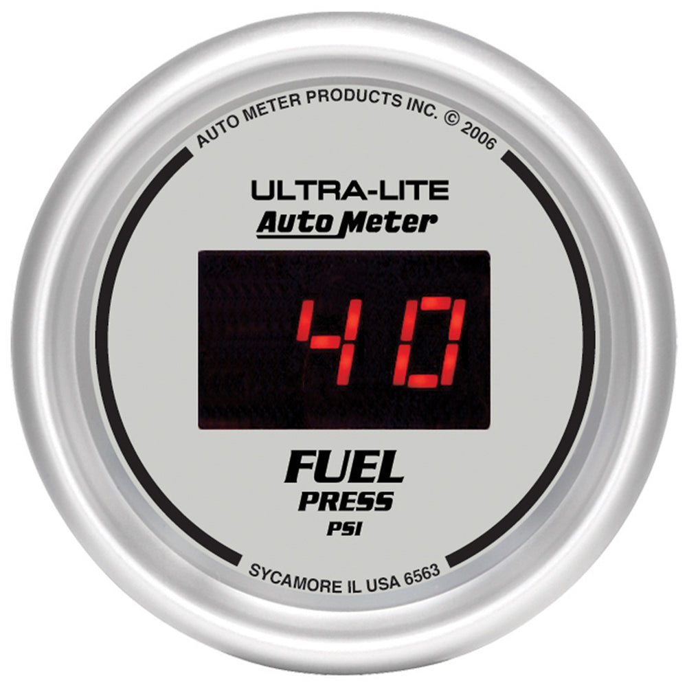 GAUGE, FUEL PRESSURE, 2 1/16in, 100PSI, DIGITAL, SILVER DIAL W/ RED LED