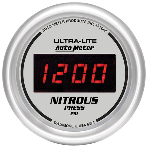 GAUGE, NITROUS PRESSURE, 2 1/16in, 1600PSI, DIGITAL, SILVER DIAL W/ RED LED