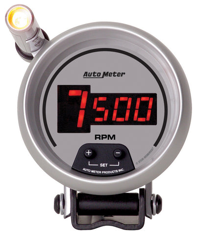 GAUGE, TACH, 3 3/4in, 10K RPM, PEDESTAL W/ QUICK-LITE,  DIGITAL, SLVR W/ RED LED
