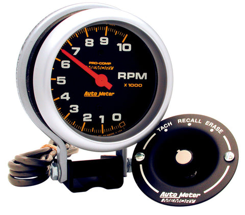 GAUGE, TACHOMETER, 3 3/4in, 10K RPM, PEDESTAL W/PEAK MEMORY, PRO-COMP