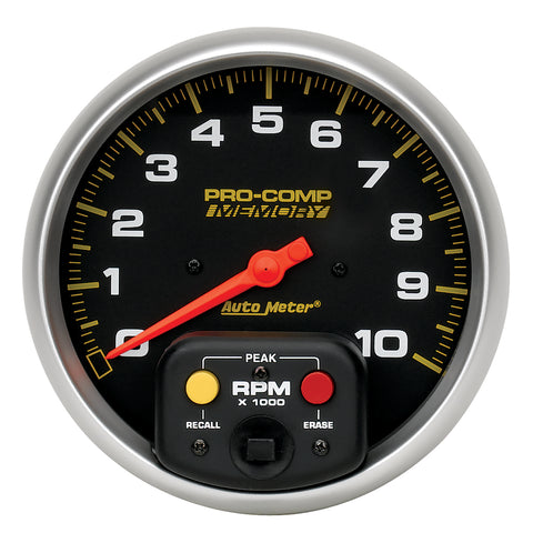 GAUGE, TACHOMETER, 5in, 10K RPM, IN-DASH W/PEAK MEMORY, PRO-COMP