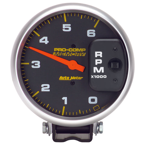 GAUGE, TACHOMETER, 5in, 6K RPM DIESEL, PEDESTAL W/PEAK MEMORY, PRO-COMP