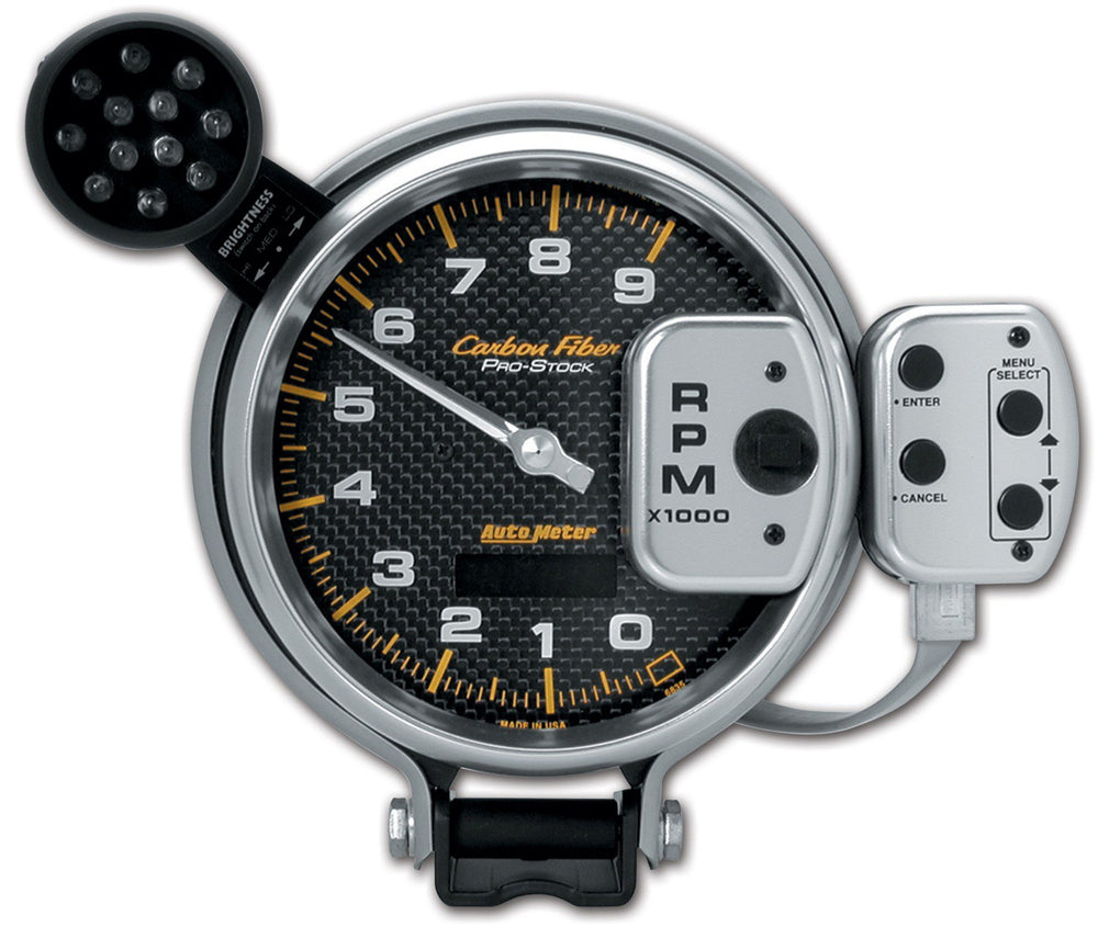 GAUGE, TACH, 5in, 9K RPM, PRO-STOCK PEDESTAL W/ SUPER LITE & PK MEM, CARBON FIBER