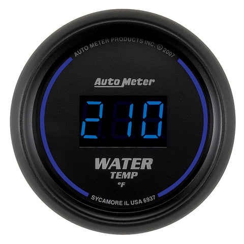 GAUGE, WATER TEMP, 2 1/16in, 340?F, DIGITAL, BLACK DIAL W/ BLUE LED
