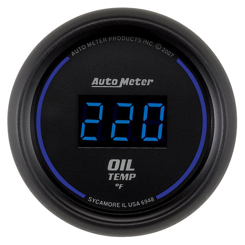 GAUGE, OIL TEMP, 2 1/16in, 340?F, DIGITAL, BLACK DIAL W/ BLUE LED