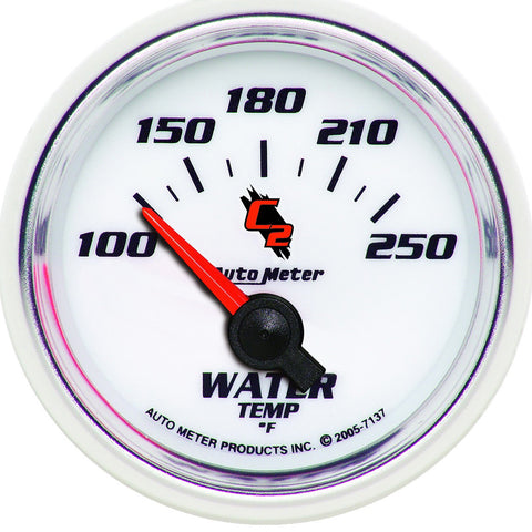 GAUGE, WATER TEMP, 2 1/16in, 100-250?F, ELECTRIC, C2