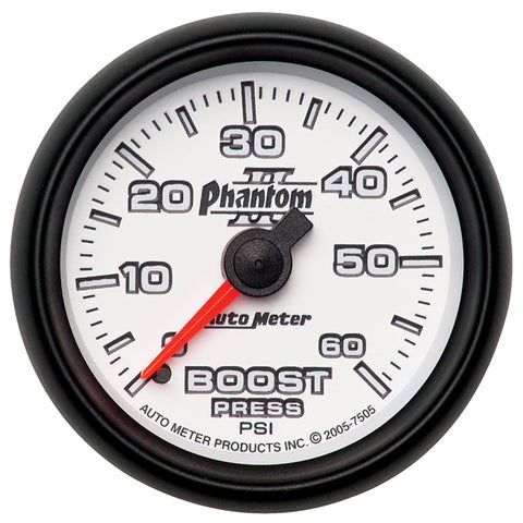 GAUGE, BOOST, 2 1/16in, 60PSI, MECHANICAL, PHANTOM II