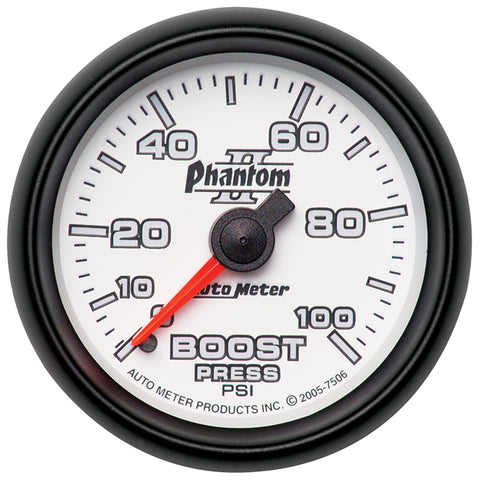 GAUGE, BOOST, 2 1/16in, 100PSI, MECHANICAL, PHANTOM II