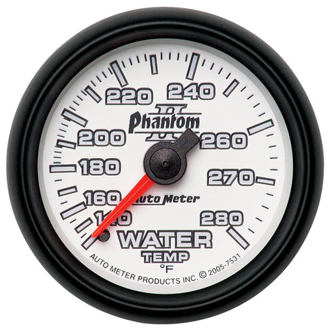 GAUGE, WATER TEMP, 2 1/16in, 140-280?F, MECHANICAL, PHANTOM II