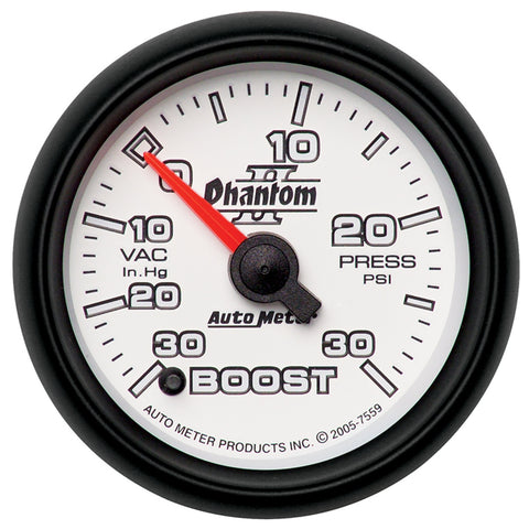 GAUGE, VAC/BOOST, 2 1/16in, 30INHG-30PSI, DIGITAL STEPPER MOTOR, PHANTOM II