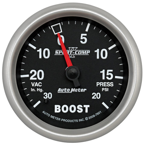 GAUGE, VAC/BOOST, 2 5/8in, 30INHG-20PSI, MECHANICAL, SPORT-COMP II