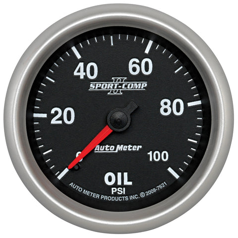 GAUGE, OIL PRESSURE, 2 5/8in, 100PSI, MECHANICAL, SPORT-COMP II