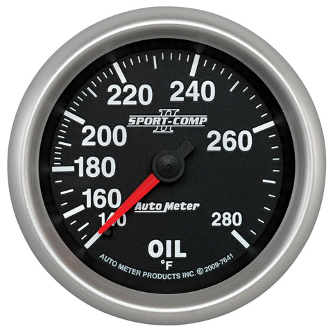 GAUGE, OIL TEMP, 2 5/8in, 140-280?F, MECHANICAL, SPORT-COMP II