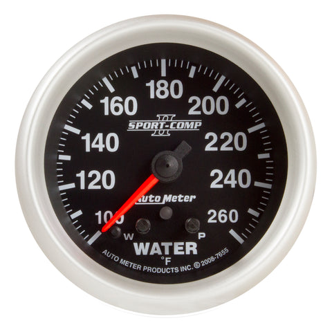 GAUGE, WATER TEMP, 2 5/8in, 260?F, STEPPER MOTOR W/ PEAK & WARN, SPORT-COMP II
