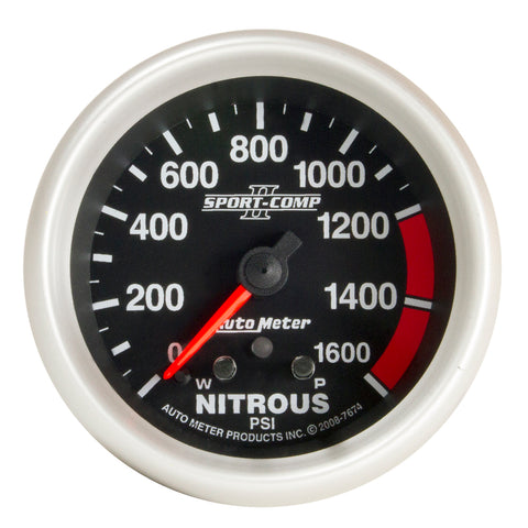 GAUGE, NITROUS PRESS, 2 5/8in, 1600PSI, STEPPER MOTOR W/ PK & WRN, SPORT-COMP II