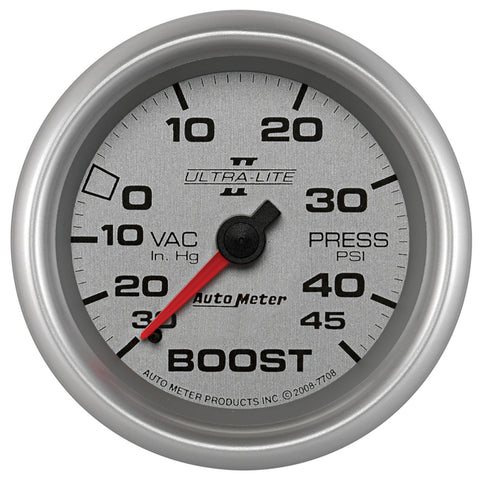 GAUGE, VAC/BOOST, 2 5/8in, 30INHG-45PSI, MECHANICAL, ULTRA-LITE II