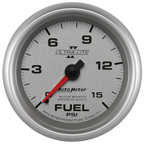 GAUGE, FUEL PRESSURE, 2 5/8in, 15PSI, MECHANICAL, ULTRA-LITE II