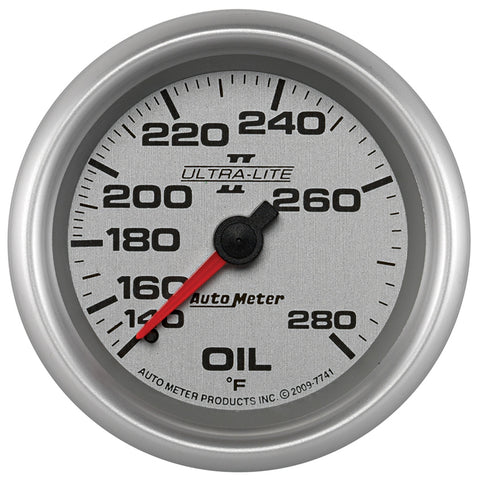 GAUGE, OIL TEMP, 2 5/8in, 140-280?F, MECHANICAL, ULTRA-LITE II