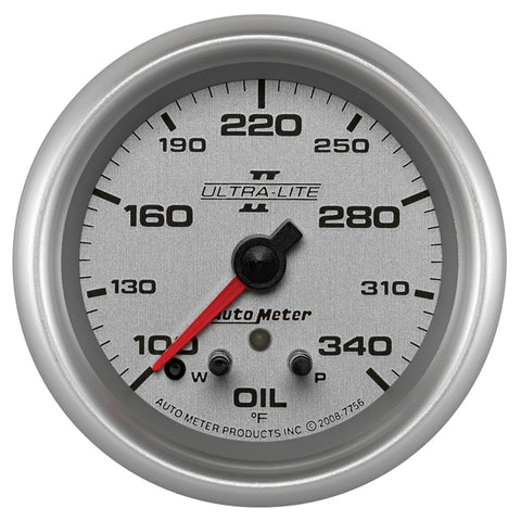 GAUGE, OIL TEMP, 2 5/8in, 340?F, STEPPER MOTOR W/ PEAK & WARN, ULTRA-LITE II