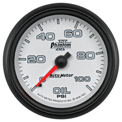 GAUGE, OIL PRESSURE, 2 5/8in, 100PSI, MECHANICAL, PHANTOM II