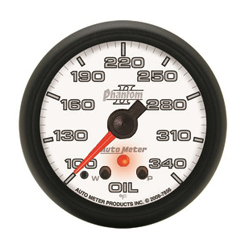 GAUGE, OIL TEMP, 2 1/16in, 340?F, STEPPER MOTOR W/ PEAK & WARN, PHANTOM II