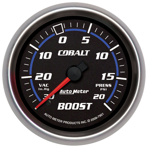 GAUGE, VAC/BOOST, 2 5/8in, 30INHG-20PSI, MECHANICAL, COBALT