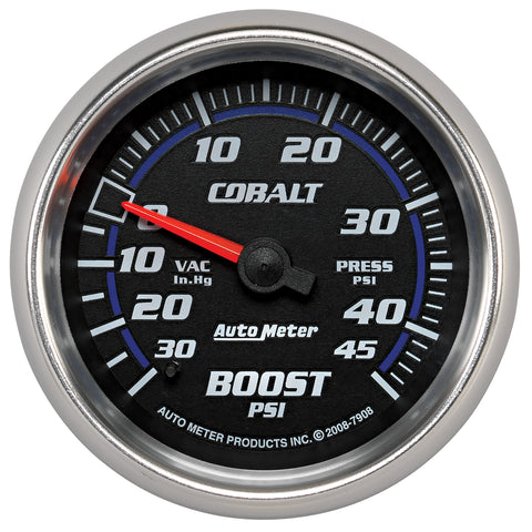 GAUGE, VAC/BOOST, 2 5/8in, 30INHG-45PSI, MECHANICAL, COBALT