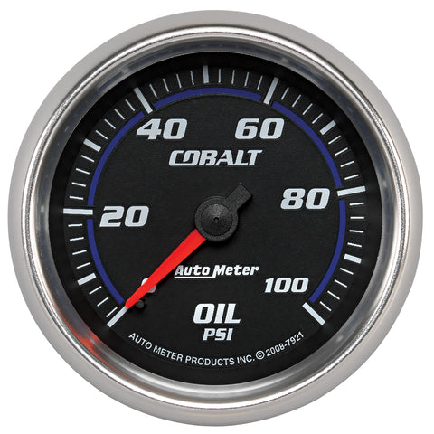 GAUGE, OIL PRESSURE, 2 5/8in, 100PSI, MECHANICAL, COBALT