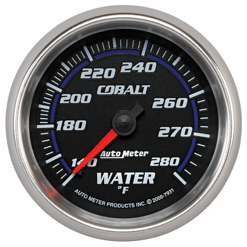 GAUGE, WATER TEMP, 2 5/8in, 140-280?F, MECHANICAL, COBALT