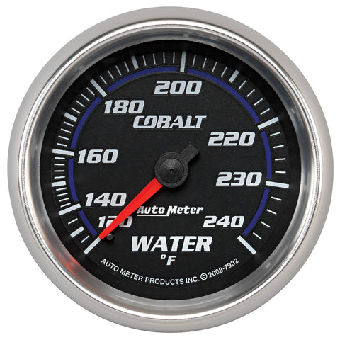 GAUGE, WATER TEMP, 2 5/8in, 120-240?F, MECHANICAL, COBALT