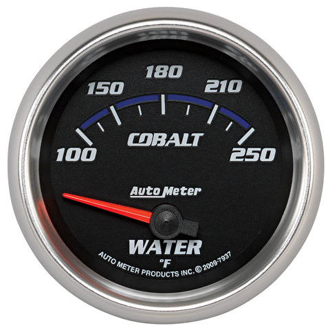 GAUGE, WATER TEMP, 2 5/8in, 100-250?F, ELECTRIC, COBALT
