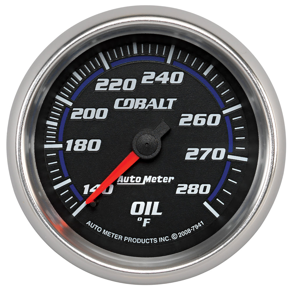 GAUGE, OIL TEMP, 2 5/8in, 140-280?F, MECHANICAL, COBALT