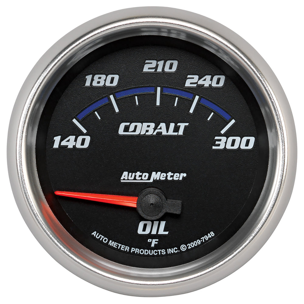 GAUGE, OIL TEMP, 2 5/8in, 140-300?F, ELECTRIC, COBALT