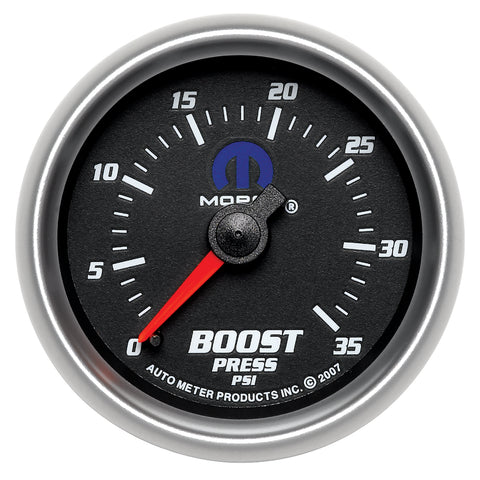 GAUGE, BOOST, 2 1/16in, 35PSI, MECHANICAL, BLACK, MOPAR