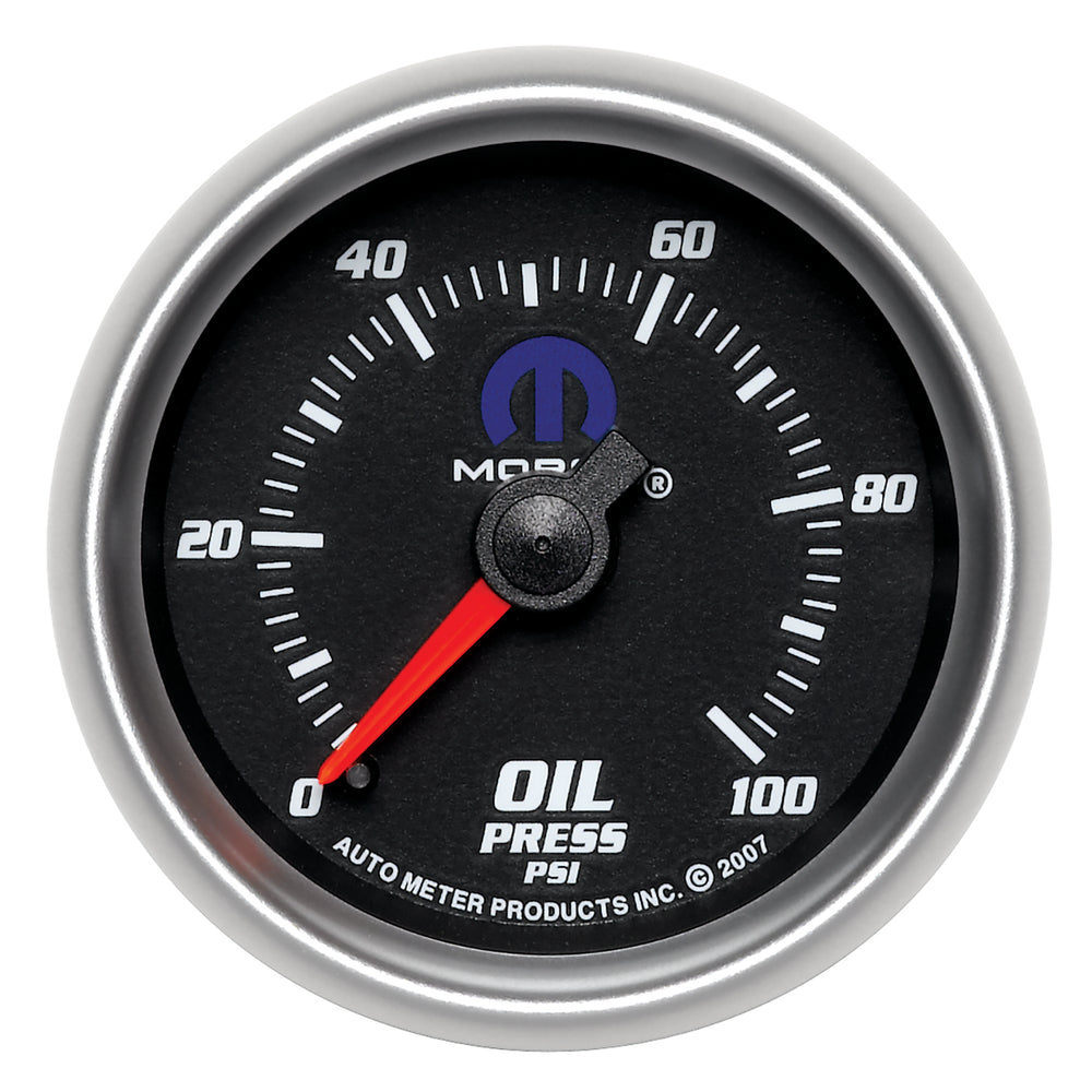 GAUGE, OIL PRESSURE, 2 1/16in, 100PSI, MECHANICAL, BLACK, MOPAR