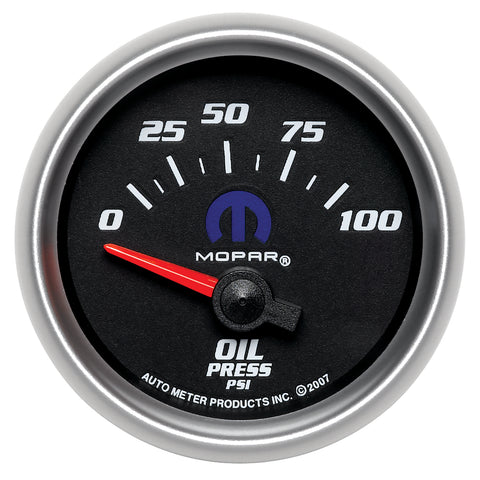 GAUGE, OIL PRESSURE, 2 1/16in, 100PSI, ELECTRIC, BLACK, MOPAR