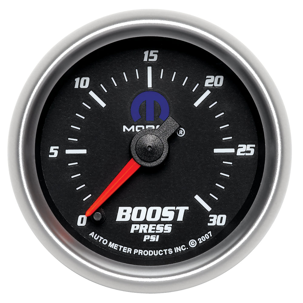 GAUGE, BOOST, 2 1/16in, 30PSI, DIGITAL STEPPER MOTOR, BLACK, MOPAR