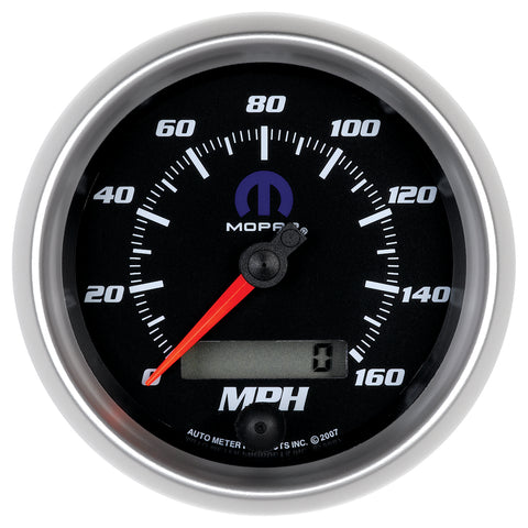 GAUGE, SPEEDOMETER, 3 3/8in, 160MPH, ELEC. PROGRAMMABLE, BLACK, MOPAR