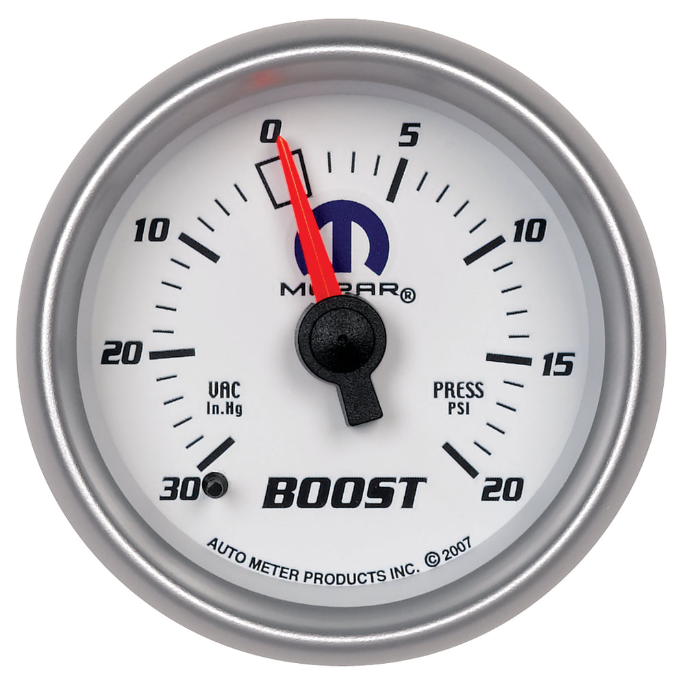 GAUGE, VAC/BOOST, 2 1/16in, 30INHG-20PSI, MECHANICAL, WHITE, MOPAR