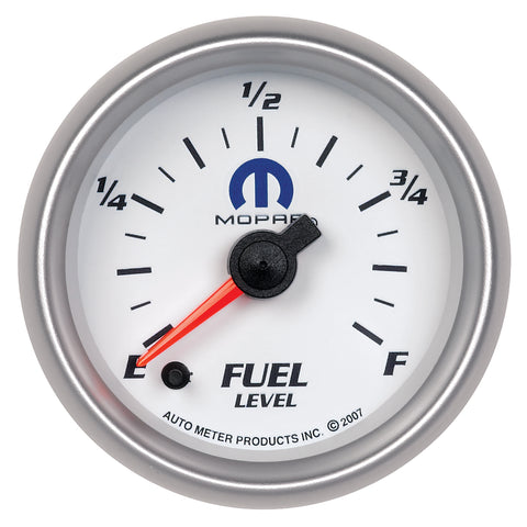 GAUGE, FUEL LEVEL, 2 1/16in, 0-280O PROGRAMMABLE, WHITE, MOPAR