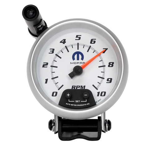 GAUGE, TACHOMETER, 3 3/4in, 10K RPM, PEDESTAL W/ EXT. QUICK-LITE, WHITE, MOPAR