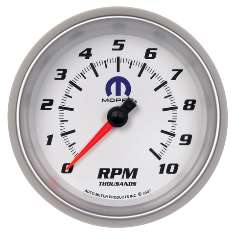 GAUGE, TACHOMETER, 3 3/8in, 10K RPM, IN-DASH, WHITE, MOPAR